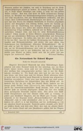 Ein Nationaldank für Richard Wagner: auch ein Neujahrswunsch