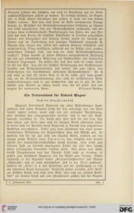 Ein Nationaldank für Richard Wagner: auch ein Neujahrswunsch