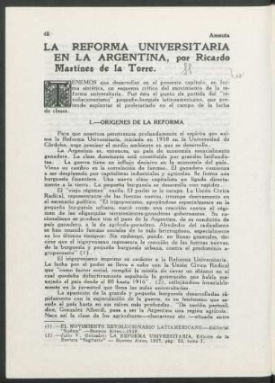 La reforma universitaria en la Argentina
