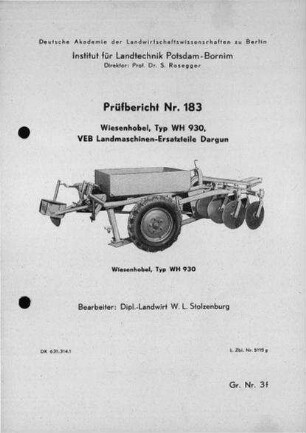 Wiesenhobel, Typ WH 930