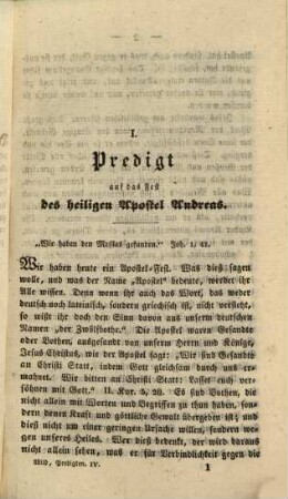 Predigten auf alle Sonn- und Festtage des katholischen Kirchenjahres : gehalten in dem löblichen Erz-Domstifte Mainz in den Jahren 1528 - 1554, 1,4. Predigten auf alle Festtage des katholischen Kirchenjahres