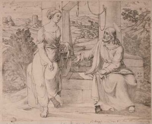Biblische Szene: Joh. VI, V. 21-23: Jesus und die Samariterin