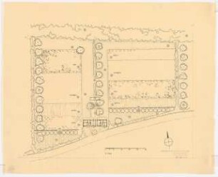 Siedlung Hinrichssegen, Bruckmühl: Siedlerstelle: Lageplan, Pflanzplan