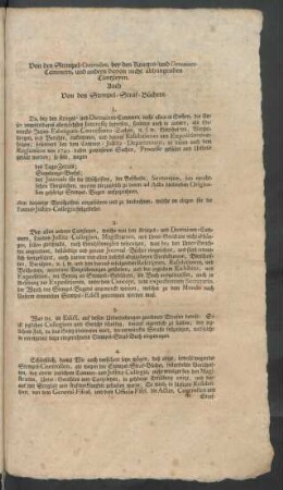Von den Stempel-Controllen, bey den Krieges- und Domainen-Cammern, und andern davon nicht abhangenden Cantzleyen.
