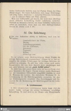 IV. Die Belichtung