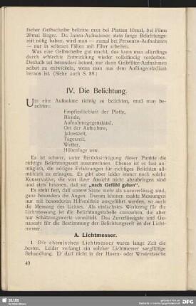 IV. Die Belichtung