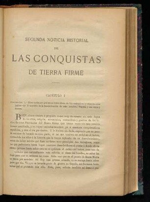 Segunda noticia historial de las conquistas de Tierra Firme.