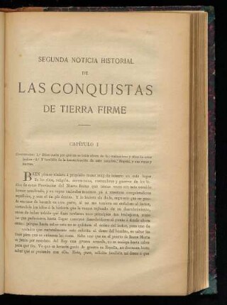 Segunda noticia historial de las conquistas de Tierra Firme.