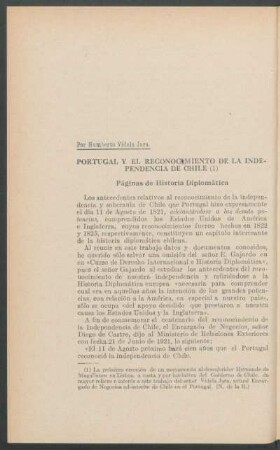 Portugal y la independencia de Chile