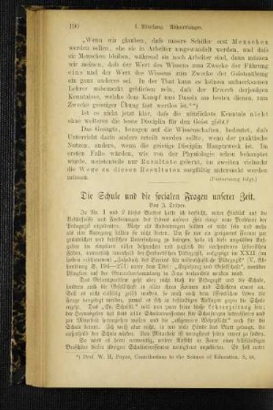 ¬Die¬ Schule und die socialen Fragen unserer Zeit