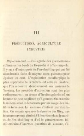 III. Productions, agriculture industrie