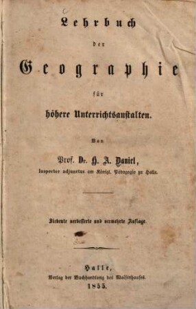 Lehrbuch der Geographie für höhere Unterrichtsanstalten