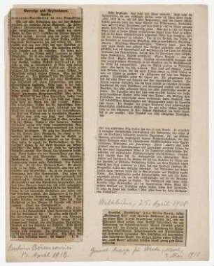 Vorträge und Rezitationen. Dada. Literaturnarrheiten in der Sezession. In: Berliner Börsen-Courier 13.4.1918