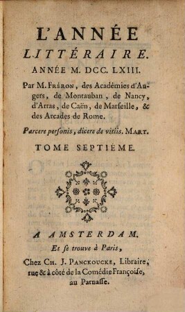 L' année littéraire. 1763,7, 1763,7