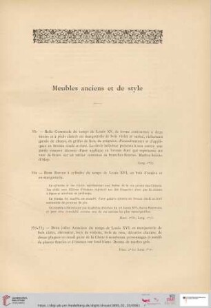 Meubles anciens et de style (Nr. 351 - 419)
