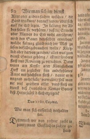 Das XVIII. Capittel. Wie man sich eusserlich verhalten soll.