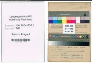 Entnazifizierung Irmgard Arends , geb. 13.10.1920 (Lehrerin)