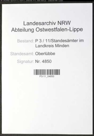 Sterberegister Standesamt Oberlübbe
