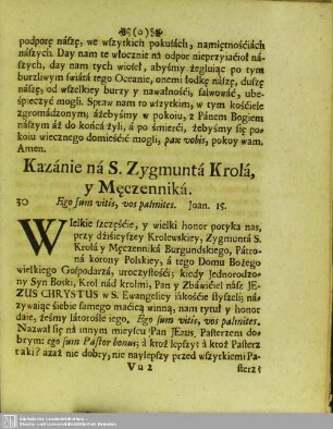 Kazánie ná S. Zygmuntá Krolá, y Męczenniká