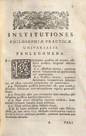 Institutiones Philosophiae Wolfianae : In usus Academicos adornatae, 2