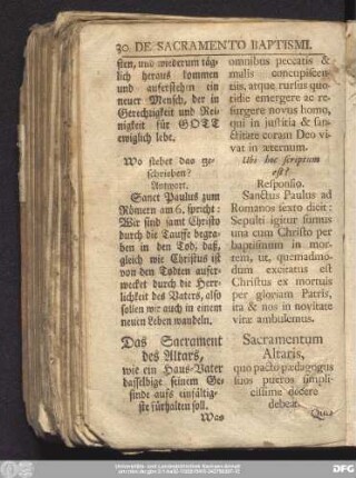 Das Sacrament des Altars, wie ein Haus-Vater dasselbige seinem Gesinde aufs einfältigste fürhalten soll.
