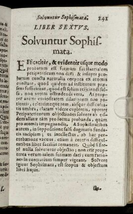 Liber Sextus. Solvuntur Sophismata.