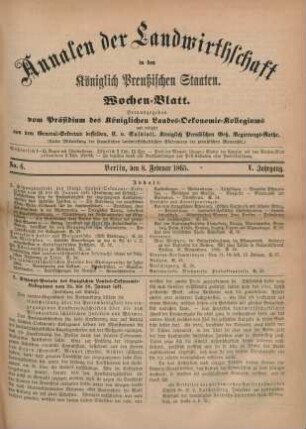 No. 6. Berlin, den 8. Februar 1865. V. Jahrgang.