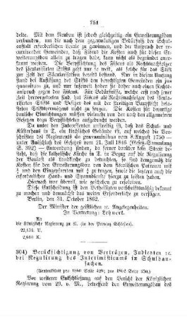 Berücksichtigung von Verträgen, Judicaten etc. bei Regulirung des Interimisticums in Schulbausachen : [V. Elementarschulwesen]