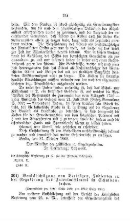 Berücksichtigung von Verträgen, Judicaten etc. bei Regulirung des Interimisticums in Schulbausachen : [V. Elementarschulwesen]