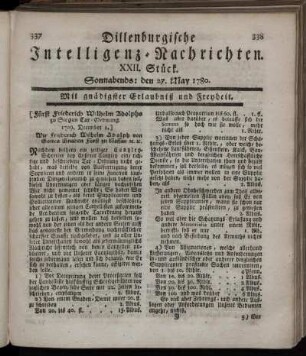 XXII. Stück. Sonnabends : den 27. May 1780.