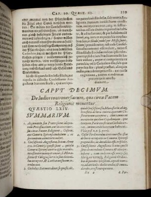 Caput Decimum. De Iudice controversiarum, quae circa Pacem Religionis moventur.