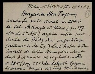 Nr. 1: Brief von Ludwig Traube an Edward Schröder, München, 28.11.1894