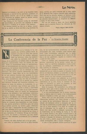 La conferencia de la paz : La situación mundial