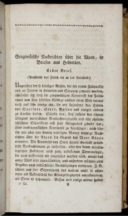 Geognostische Nachrichten über die Alpen, in Briefen aus Helvetien.