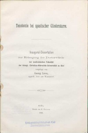 Tenotomie bei spastischer Gliederstarre