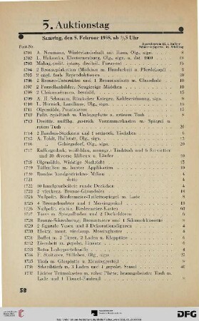 5. Auktionstag Samstag, den 5. Februar 1938, ½ 3 Uhr (Nr. 1701-2125)