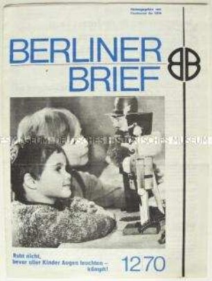 Mitteilungsblatt des Friedensrates der DDR u.a. zur Tagung des Weltfriedensrates und zum 200. Geburtstag von Beethoven