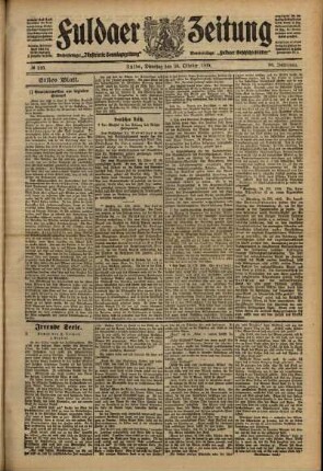 Erste Ausgabe vom Dienstag, den 26. Oktober 1909.