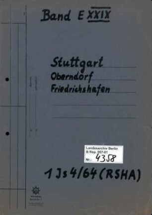 Ermittlungsverfahren gegen Bernhard Baatz (*19.11.1910) u.a. wegen Mordes, Beteiligung an der sogenannten Sonderbehandlung von 317 polnischen Zivilarbeitern und Ostarbeitern in den Jahren 1940 bis 1943 als Leiter der Referate IV D 2 (Polenreferat) und IV D (ausländische Arbeiter) des Reichssicherheitshauptamts (RSHA)