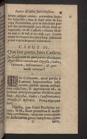 Caput IV. Quae sint partes Juris Caesarei.