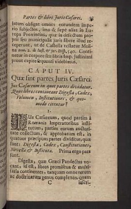 Caput IV. Quae sint partes Juris Caesarei.