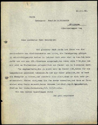 DAI Athen an H. Thiersch