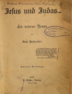 Moderne Romane von Felix Hollaender, 1
