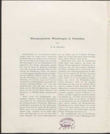 Ethnographische Wandlungen in Turkestan.