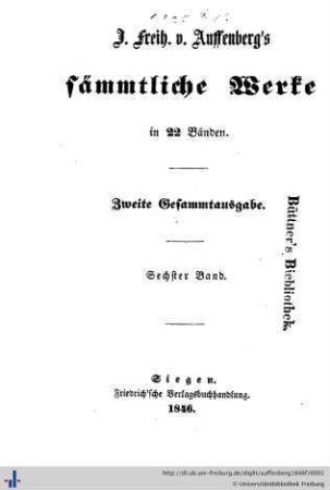 Die Schwestern von Amiens / Fergus Mac Ivor: J. Freih. v. Auffenberg's sämmtliche Werke: in 22 Bänden