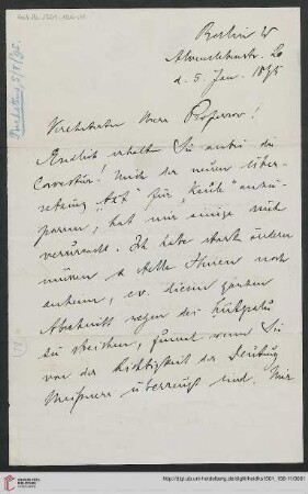 Brief von Otto Puchstein an Carl Bezold