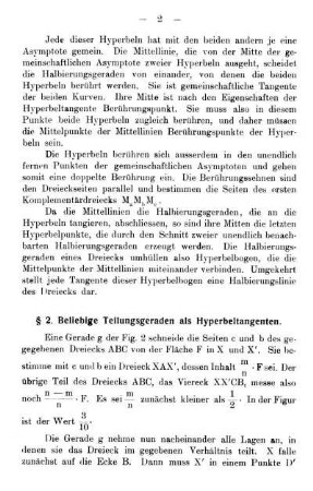 § 2. Beliebige Teilungsgeraden als Hyperbeltangenten