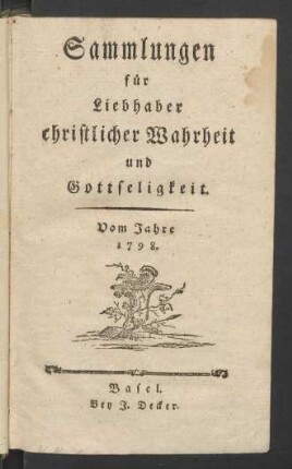 1798: Sammlungen für Liebhaber christlicher Wahrheit und Gottseligkeit