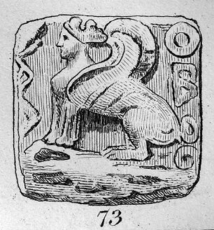 Viereckiges Bleigewicht mit Sphinx auf Amphora und unleserlicher griechischer Inschrift