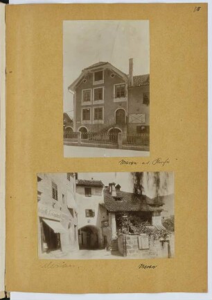Haus Pfarrplatz 13-14 und Passeirergasse, Meran: Ansichten (aus: Skizzen- und Fotoalbum 14)